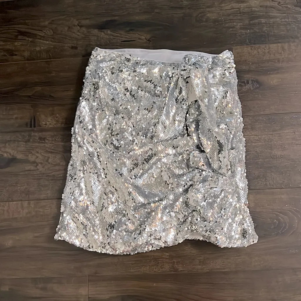 NWT OW Glitter Skirt - Silver - Image 2