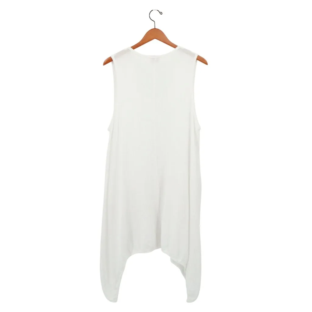 Oh My Gauze! Brad Vest Cotton White Sleeveless Asymmetrical Lagenlook Tunic O/S Size undefined - Image 6