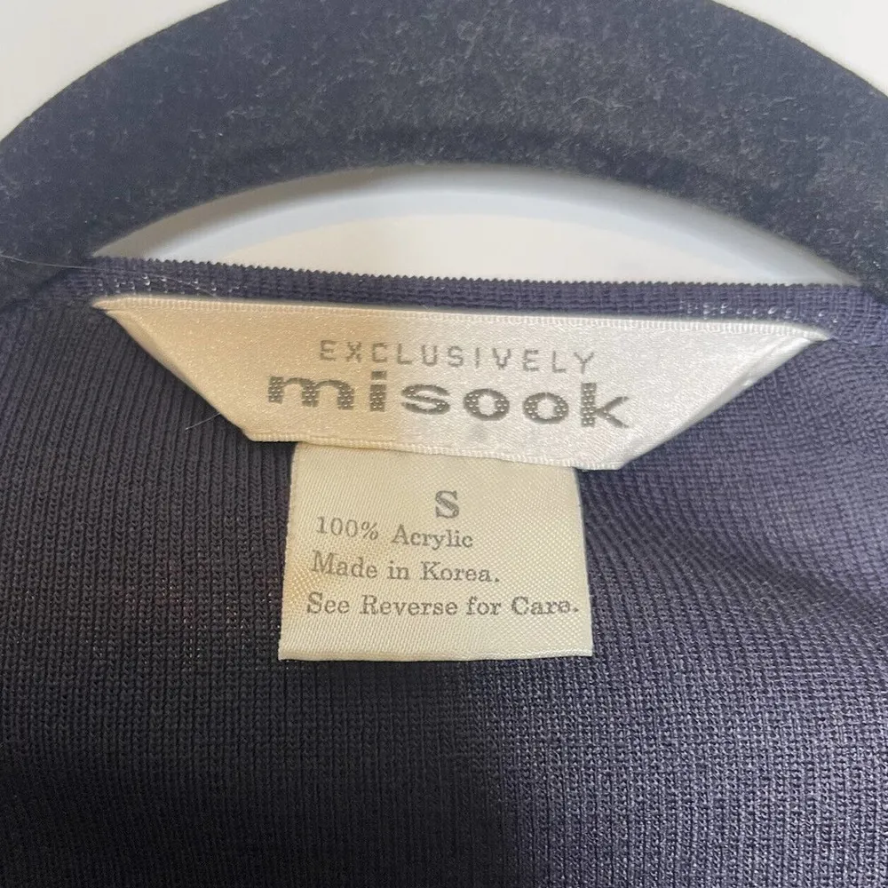 Exclusively Misook Open Cardigan Blazer Black Light Purple Size S - Image 3