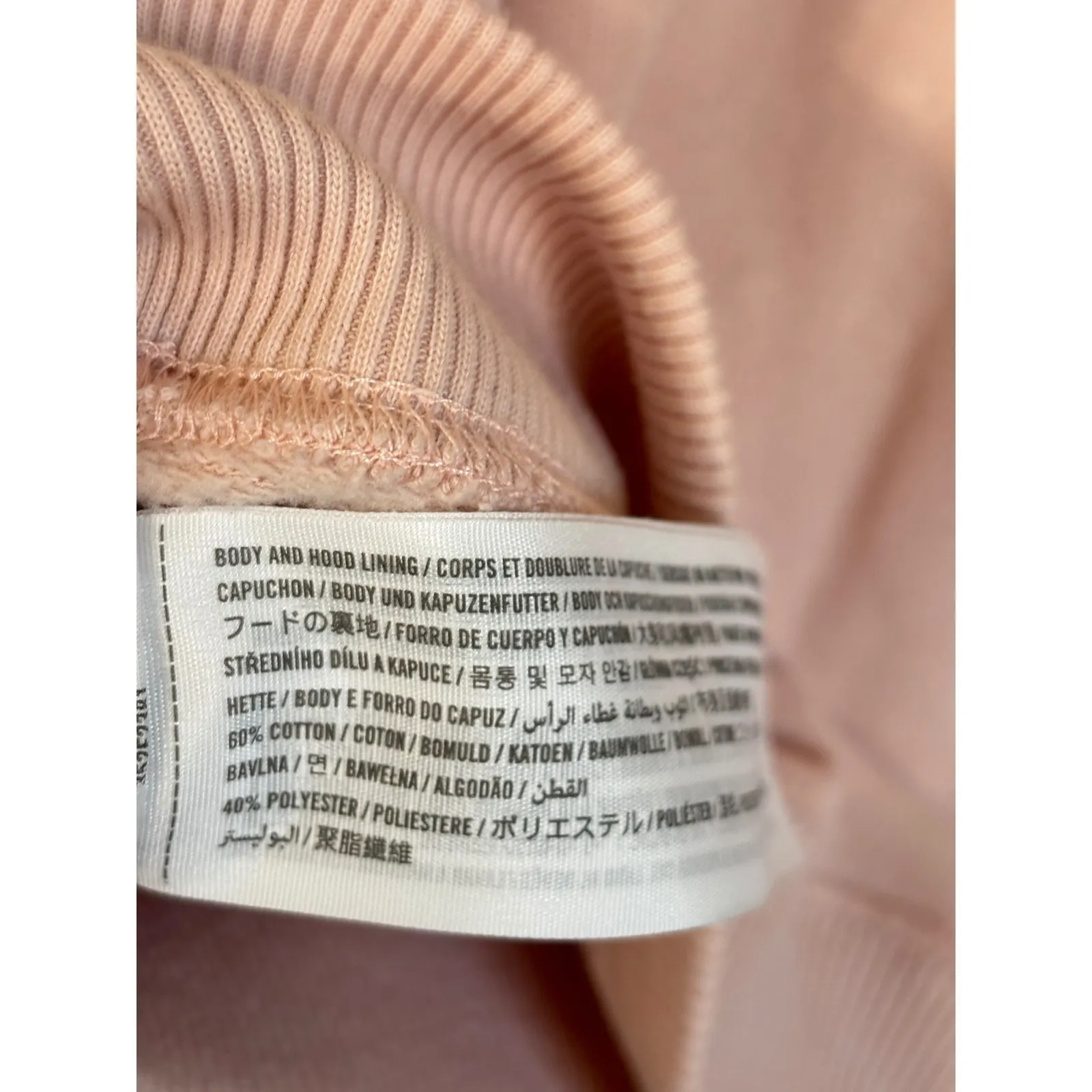 Hollister Womens L Hoodie Peach Pink Floral Sleeve Logo Sweatshirt - Image 4