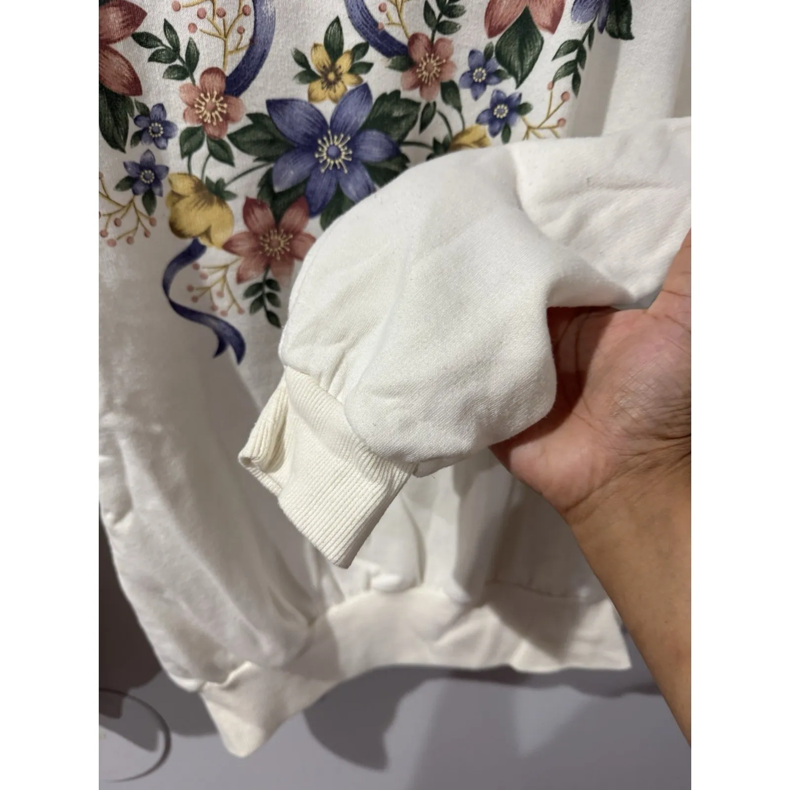 VTG‎ Alfred Dunner Sz L Grandma Sweatshirt Hand Embellished Floral Appliqué - Image 4