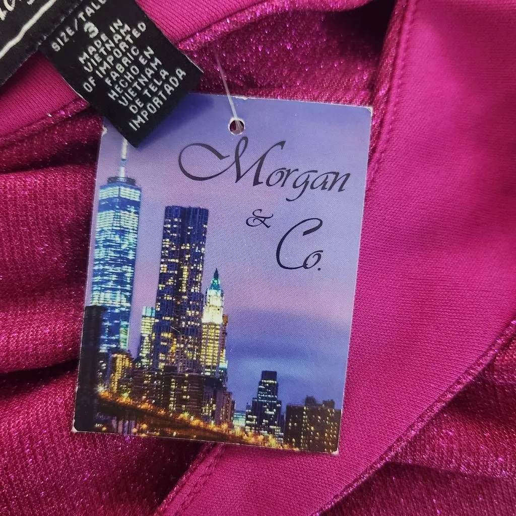 Morgan & Company Fuchsia Prom Dress with Strappy Back NWT Size 3 Magenta Prom Pink - Image 9