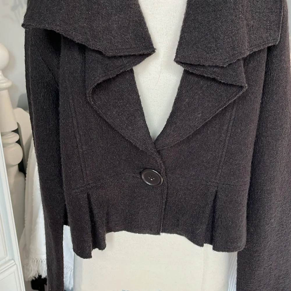 Wool coat jacket lightweight dark brown womens M Blazer Essentials by ABS Size M - Image 10