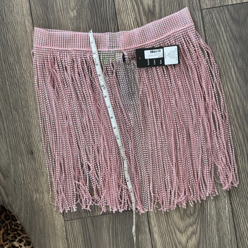 Hot & Delicious Pink Beaded Fringe Mini Skirt or belt - Image 2