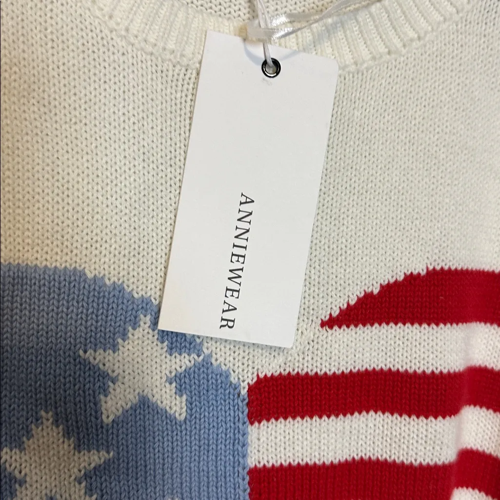 Anniewear Heart Flag‎ sweater Size XL NWT Blue - Image 5