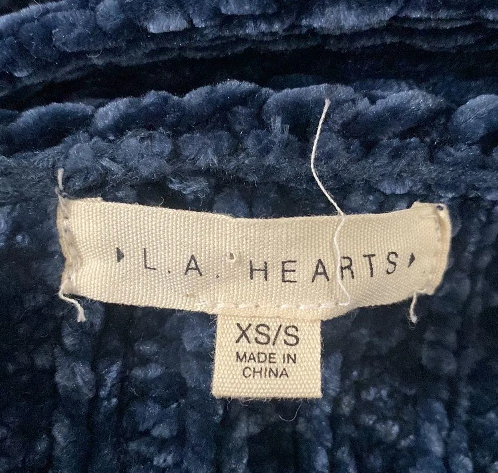 LA Hearts chenille oversized chunky open cardigan with tie belt deep blue XS / S - Image 12