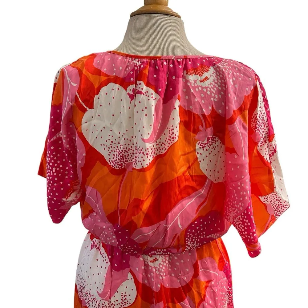NEW Trina Turk Mahalo Dress Pink Floral Strawberry Blossom Silk Blend Size Small - Image 8