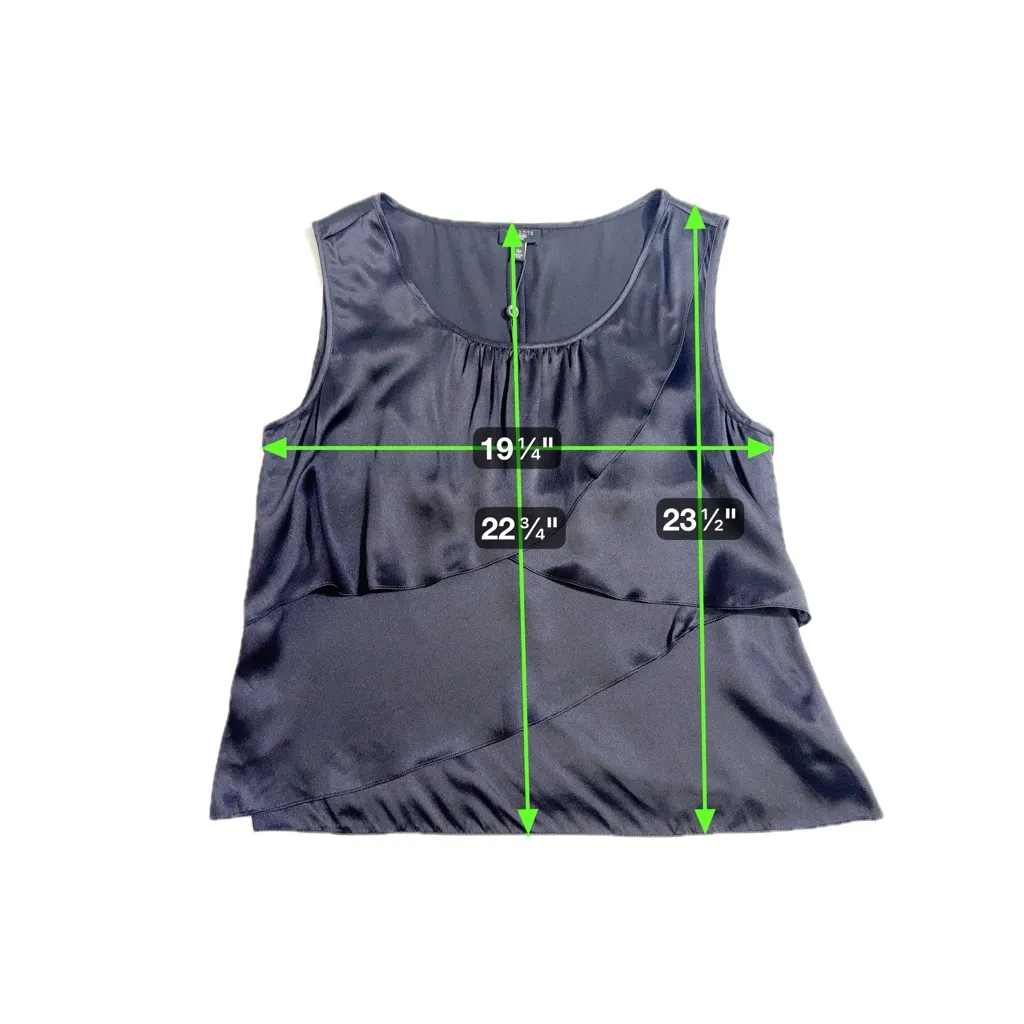 Talbots NWT Pure Silk Shell Top Size 12‎ Petite Black Layered Ruffle - Image 7