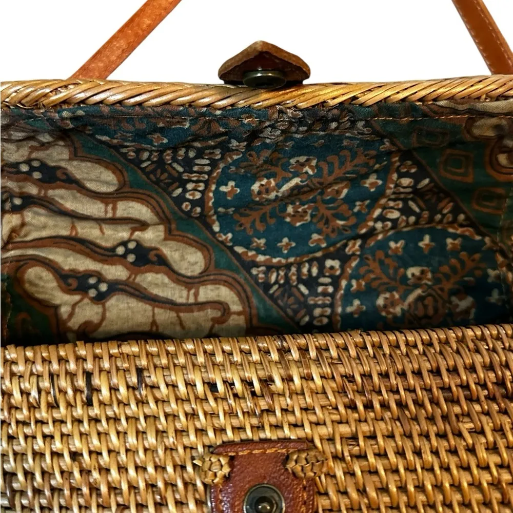 Vintage Rattan Leather Clutch Handbag Purse Boho Crossbody Bag Small
L Brown - Image 4
