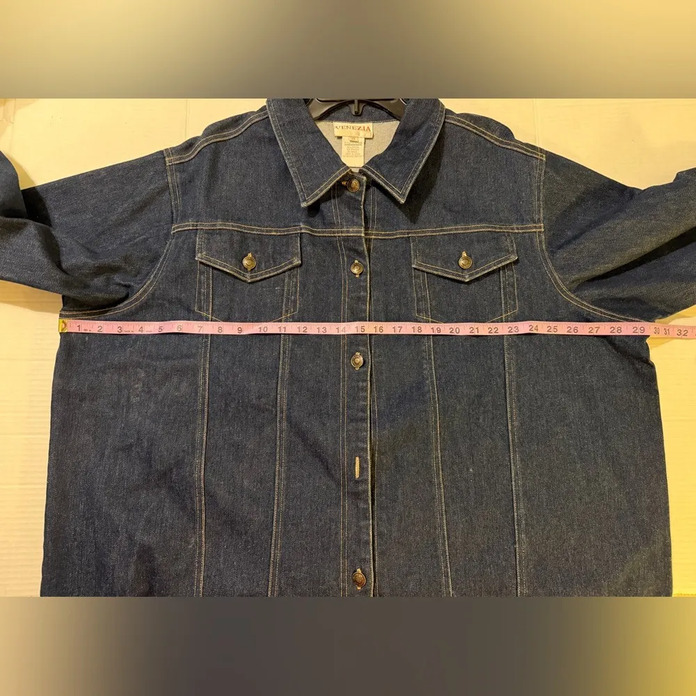 Venezia Vintage NWOT Plus Dark Denim Jean Button Up Jacket Size 2X Blue - Image 11