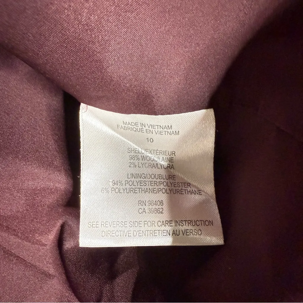 Theory Maryland Wool-Blend Blazer – Size 10 – Burgundy / Wine - Image 6