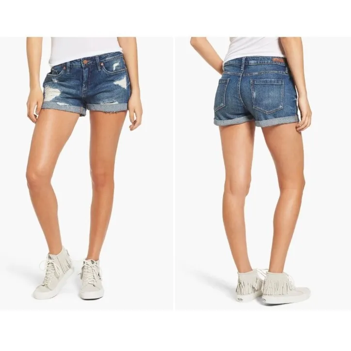 BLANK NYC The Fulton Short Cuffed Distressed Mid-Rise Jean Shorts Size 31 EUC - Image 2