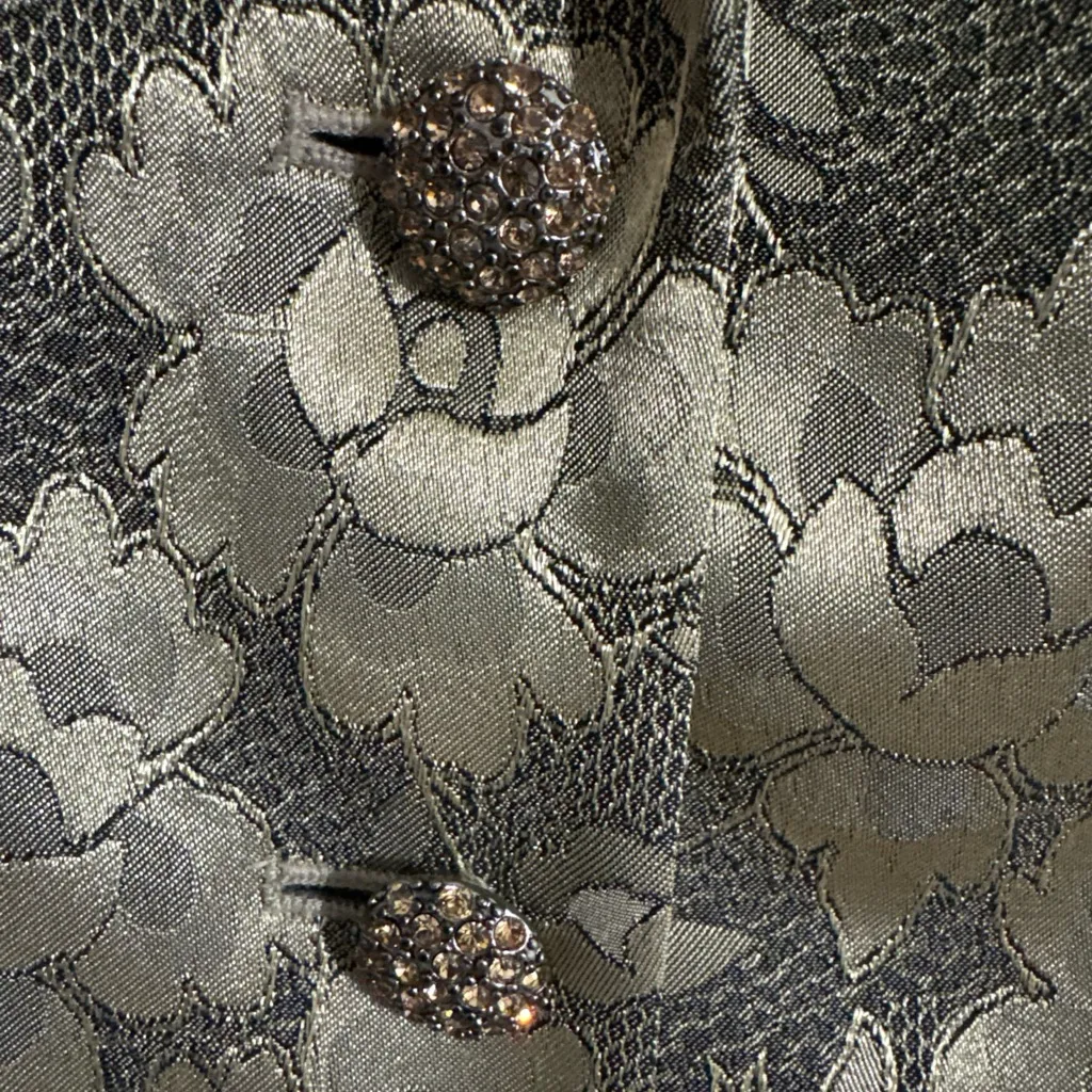 Le Suit Sage Green Lace Floral-patterned Blazer Jeweled Buttons Women's Size 14 - Image 3