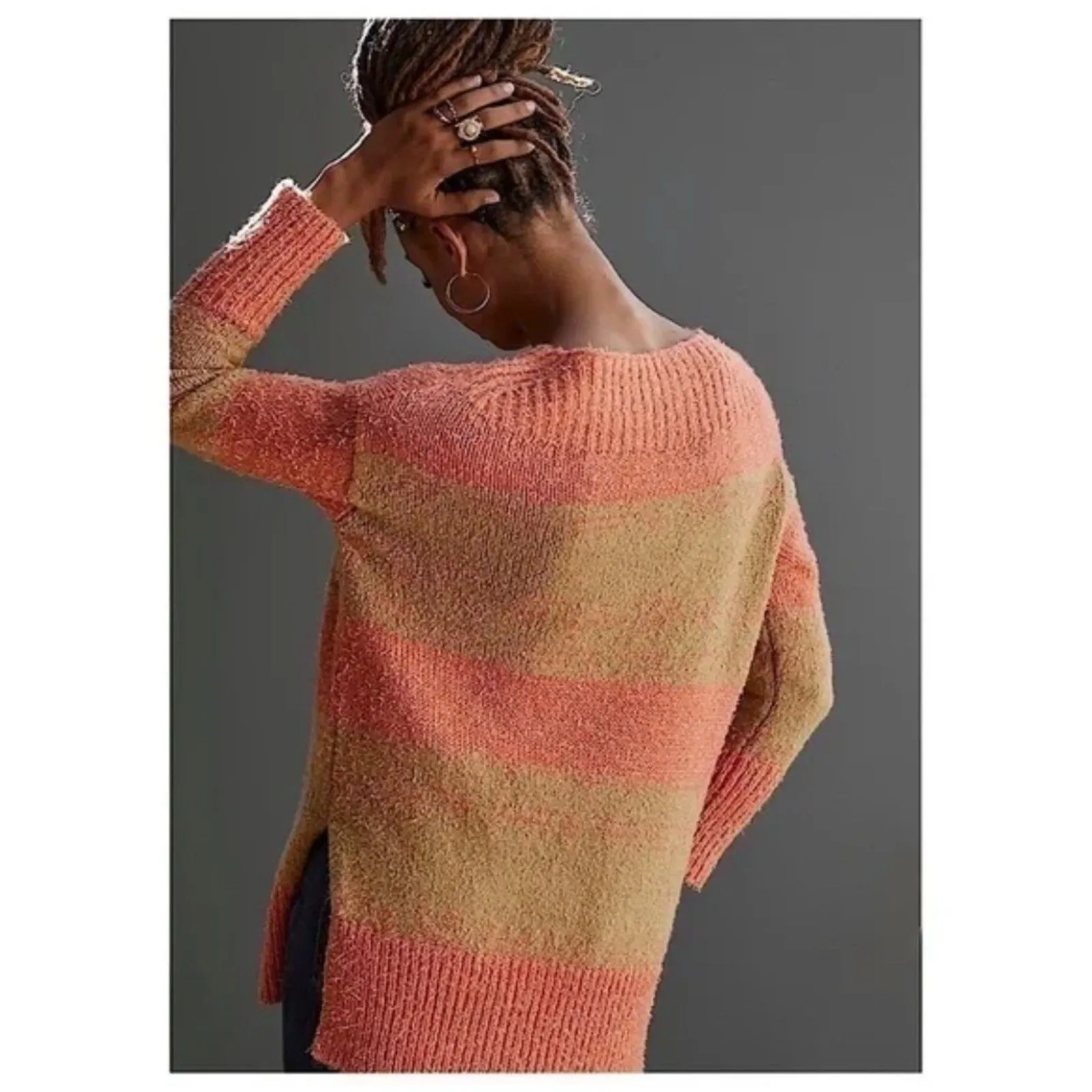 Pilcro Anthropologie Womens Rugby Textured Tunic Sweater Sz M Oversized Boho - Image 5