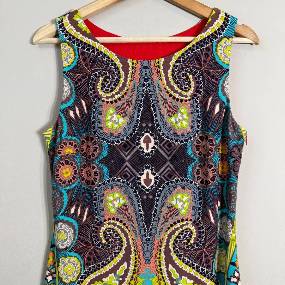 Vtg Joseph Ribkoff Sleeveless Paisley Print Shift Dress Women's 8 Career Party - Image 6