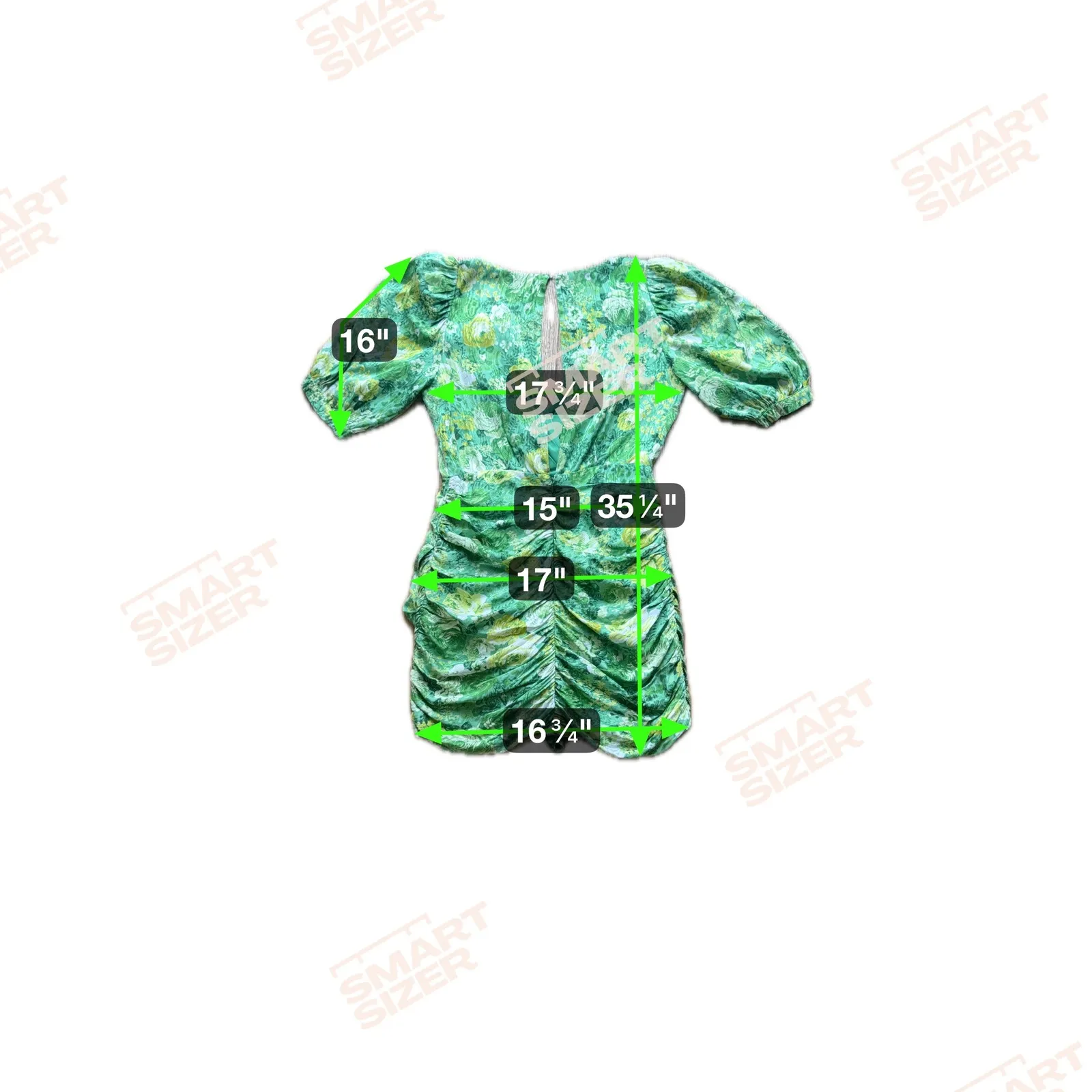 RONNY KOBO Silk Midi Length Dress gFloral Ruched Neck Mini Dress Size L Green Size L - Image 7