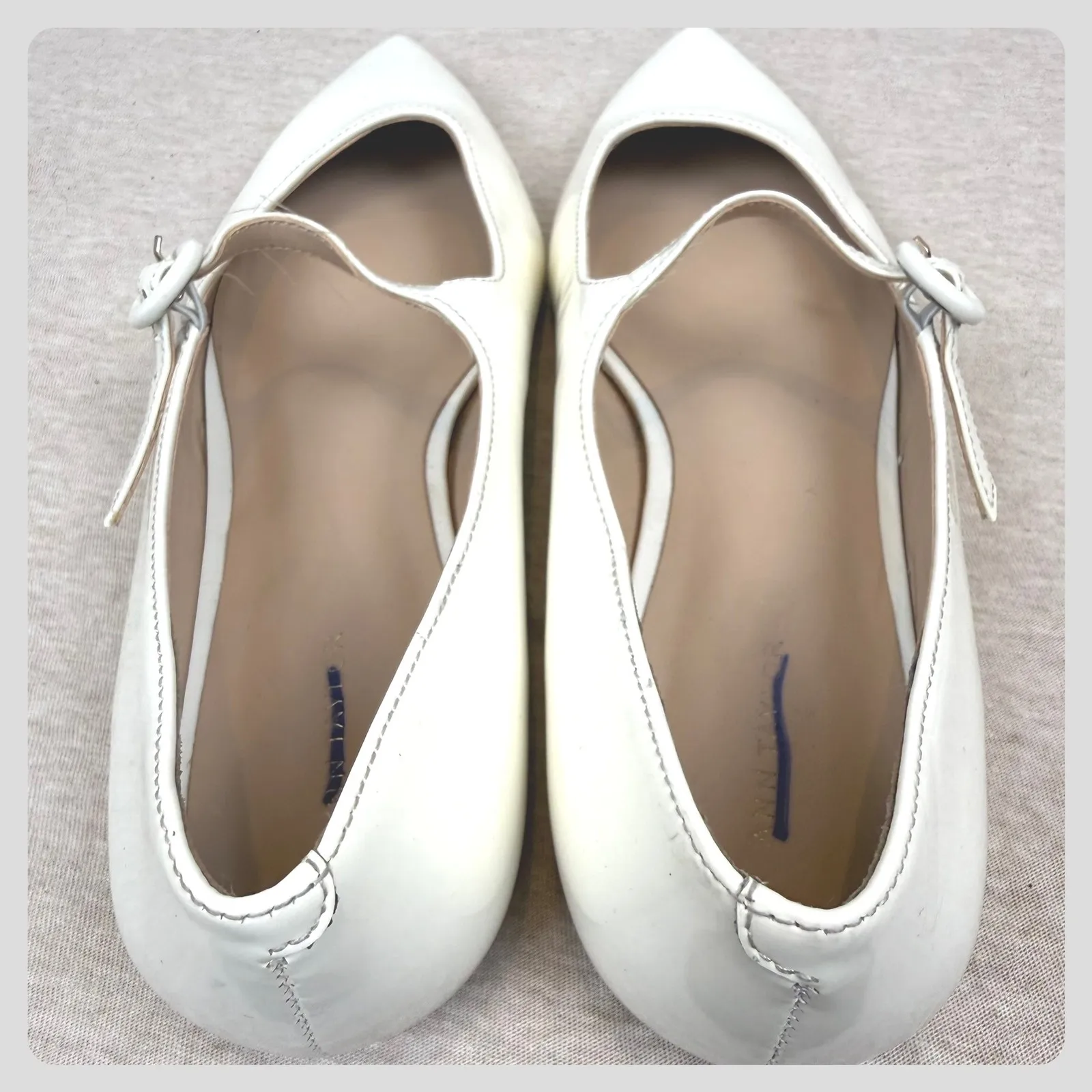Ann‎ Taylor White Patent Leather Mary Jane Pointed Toe Flats Women Balletcore - Image 8
