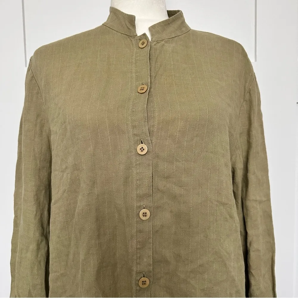 Eileen Fisher Green Linen Tunic - Image 2