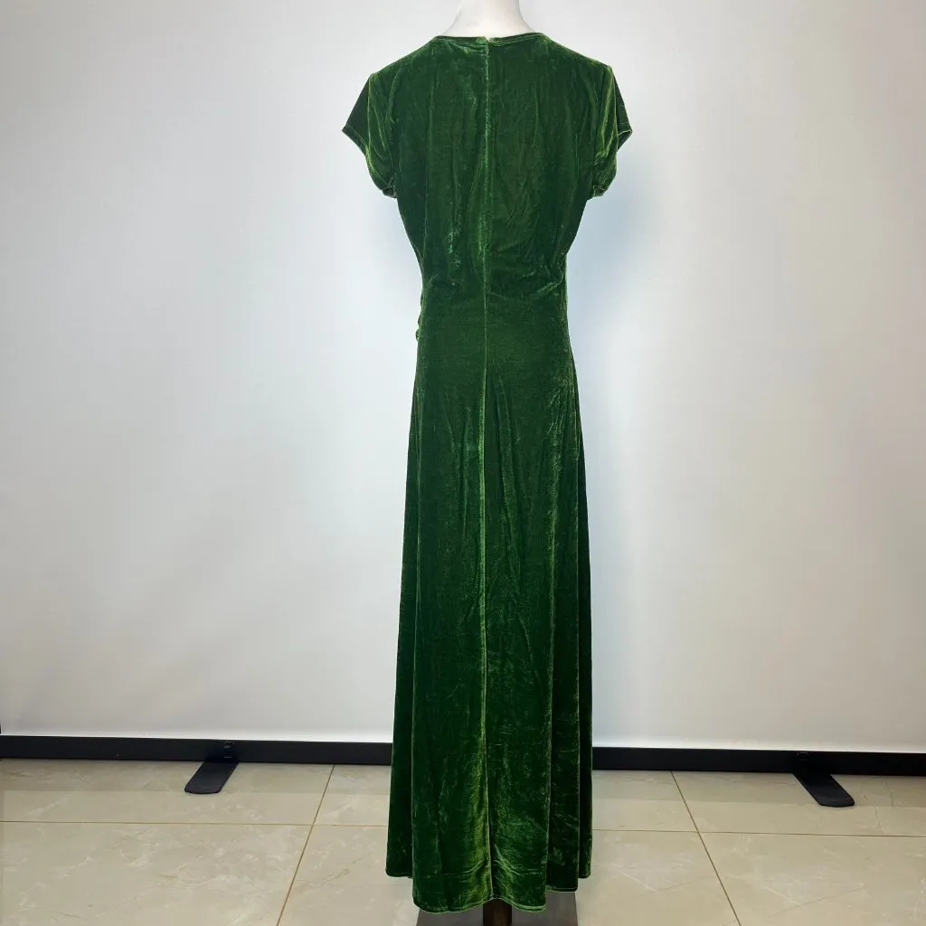 NWOT Reformation Merel Velvet Midi Dress In Green Velvet Size M - Image 6