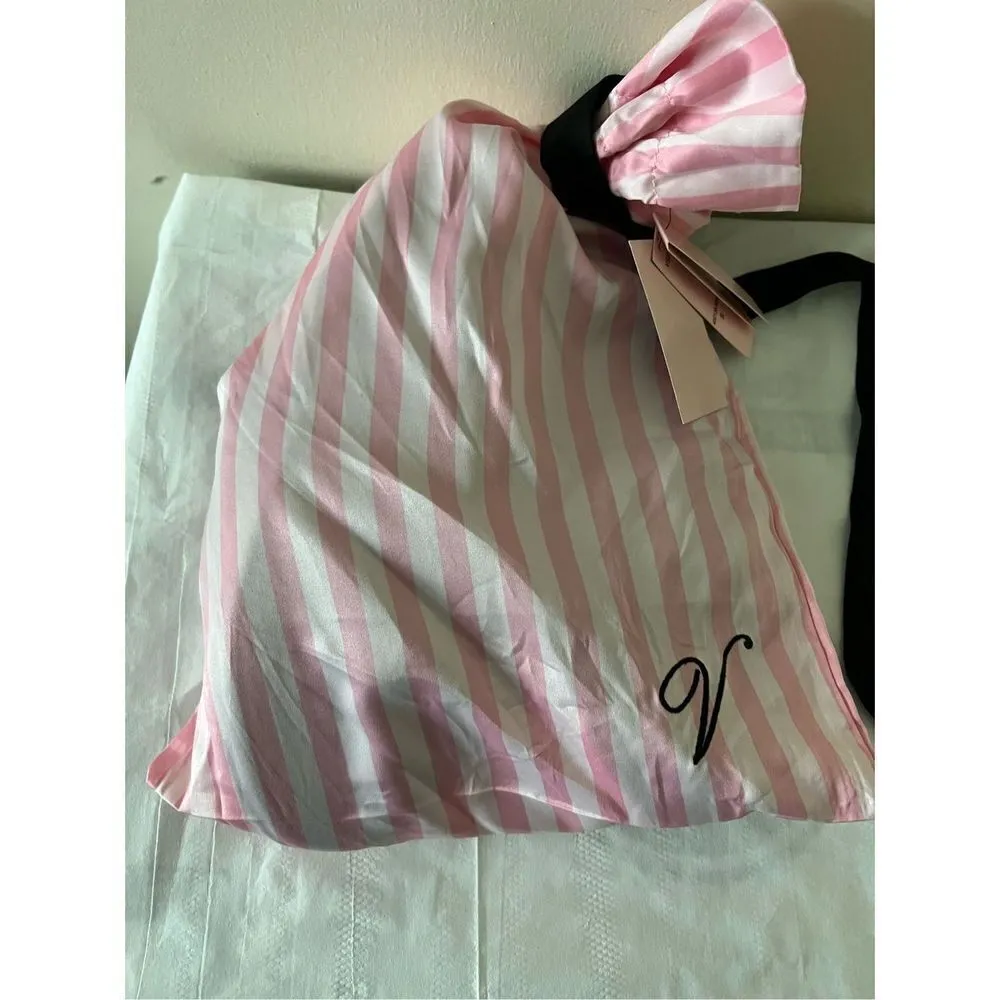 VICTORIA'S SECRET Signature Satin Striped Slippers In-A-Bag - SIZE S - Image 8