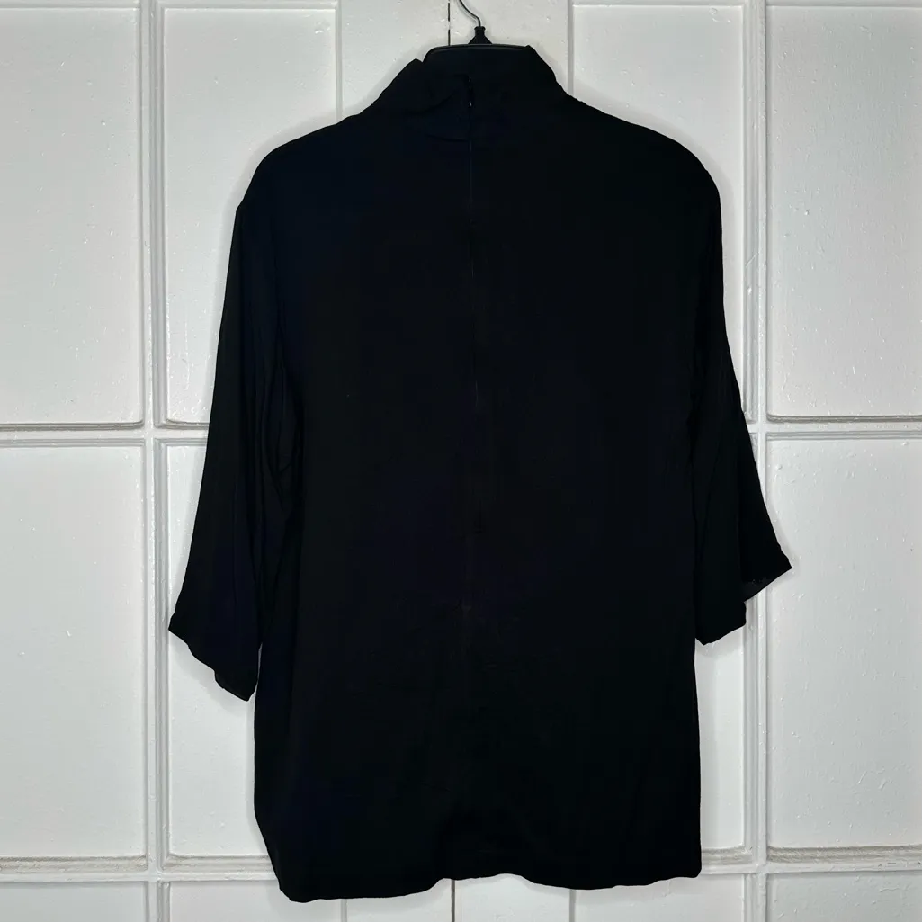 Sleeper Black Tie Cropped Sleeve Feather-Trim Top - Image 2