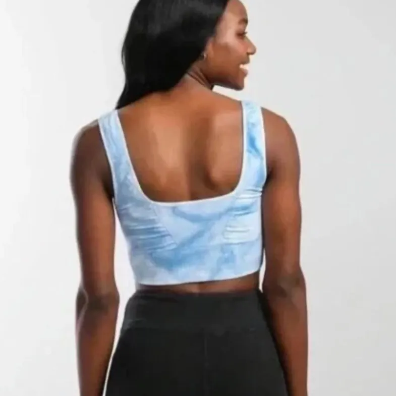 Free People Movement Aurora Blue Tie-Dye Good Karma Square Neck Bra ~ Size XS/S - Image 3