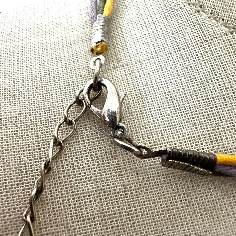 Orange green and burgundy enamel swirl statement necklace - Image 4