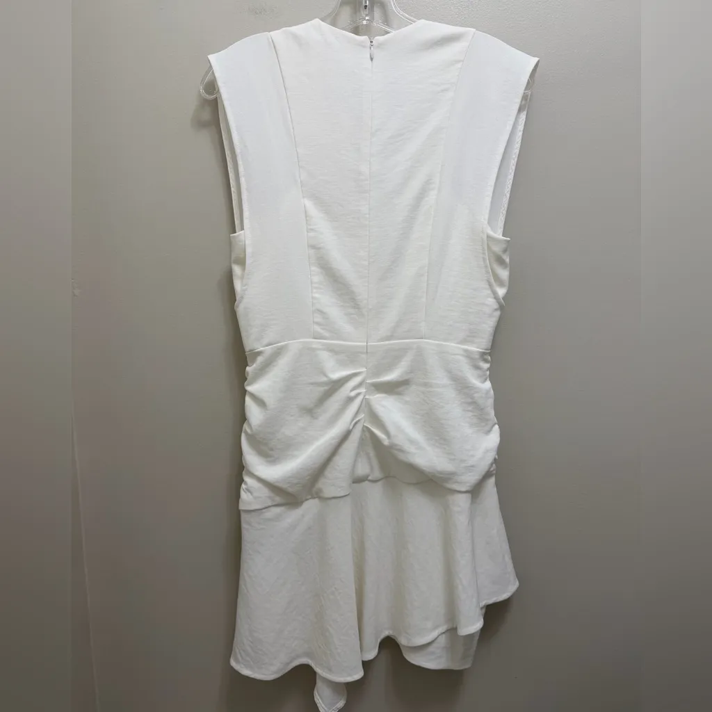 BA&SH Jess Dress Asymmetrical Draped Ecru White Size M - Image 4