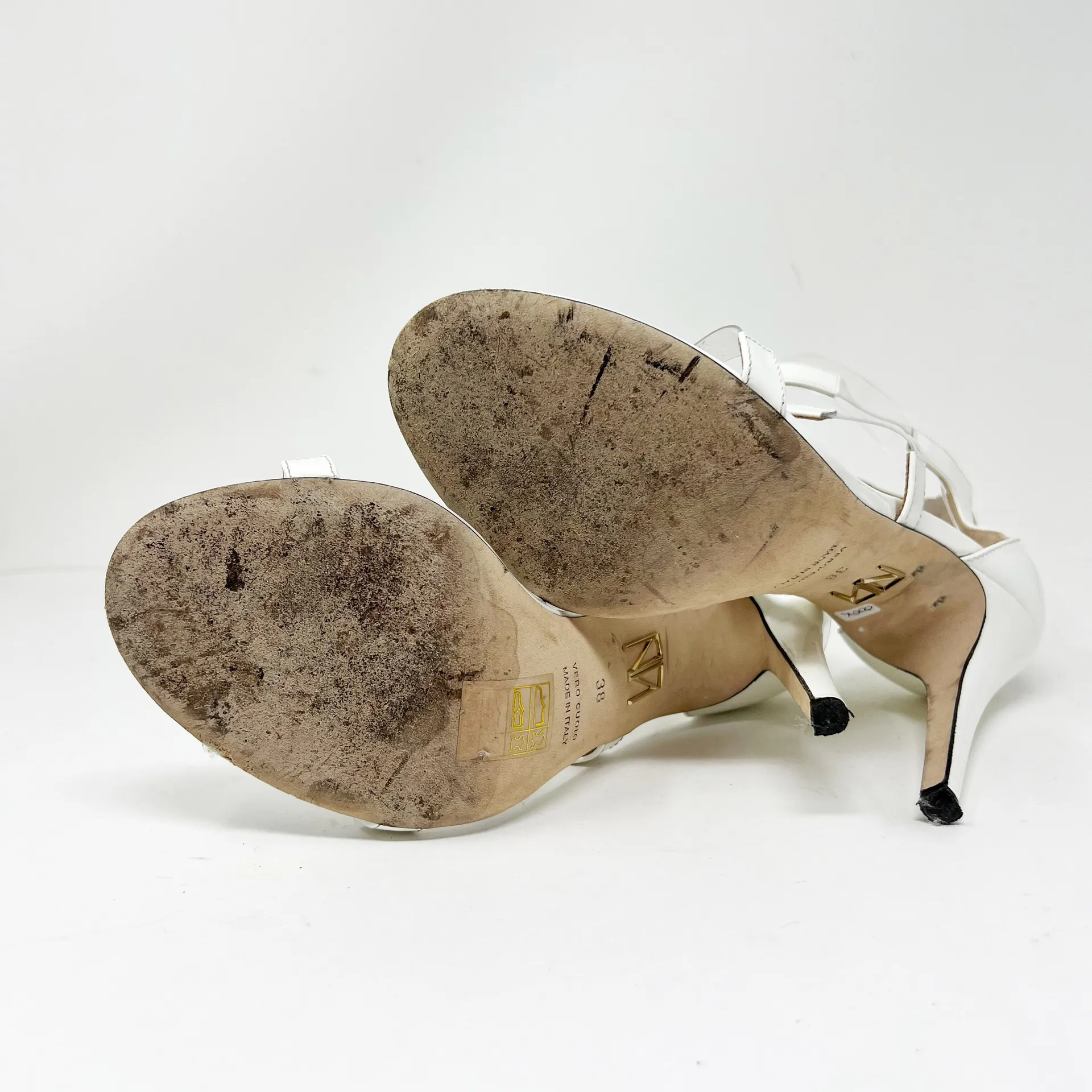 tamara mellon  Frontline Clear Strappy Open Toe Stiletto High Heels Shoes White  - Image 5