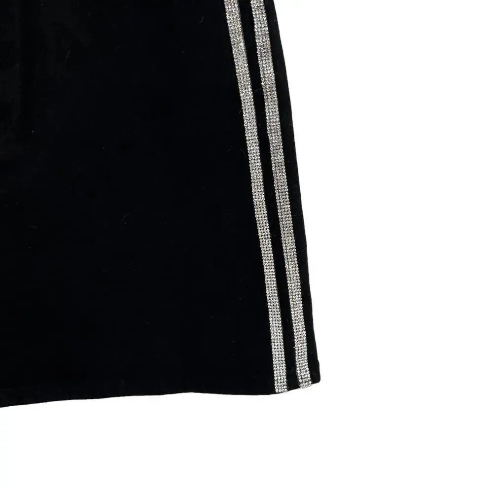 Alice + Olivia Good High-Rise Mini Skirt Crystal‎ Stripes Denim Black Size 26 - Image 5