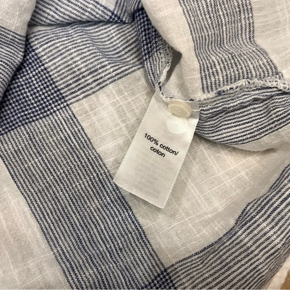 Maurices women's shirt white & blue plaid collar button up pocket sz Med… - Image 7