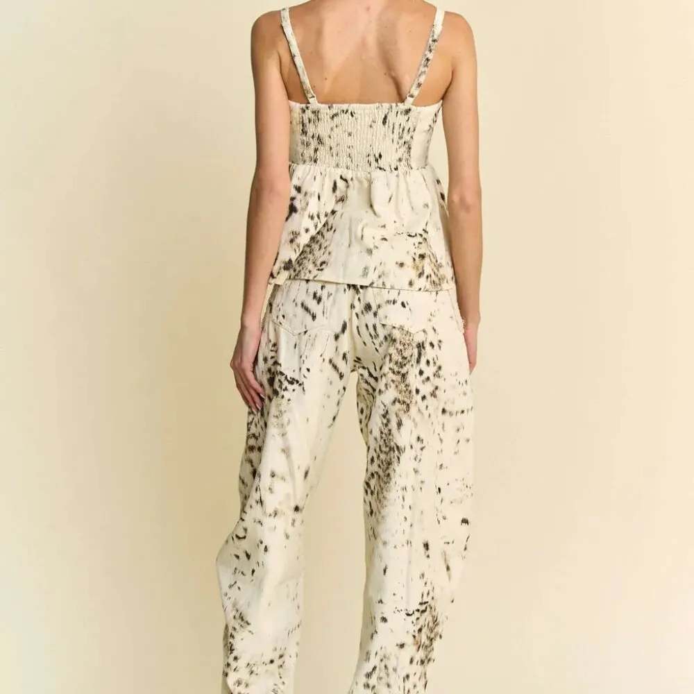 Davi & Dani Abstract Tie Dye Dot Lace Detail Barrel Pants‎ - Image 10