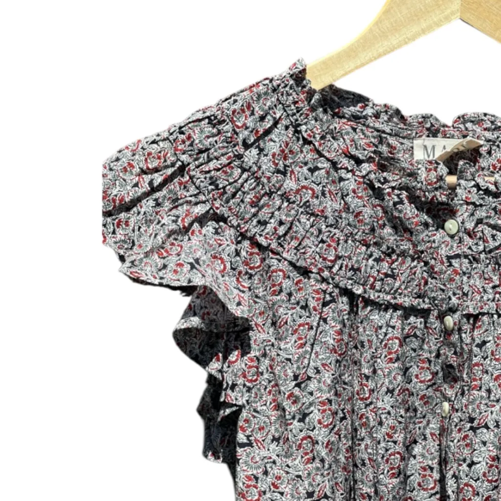 MABE ERMA PRINT FRILL BLOUSE Size L - Image 8