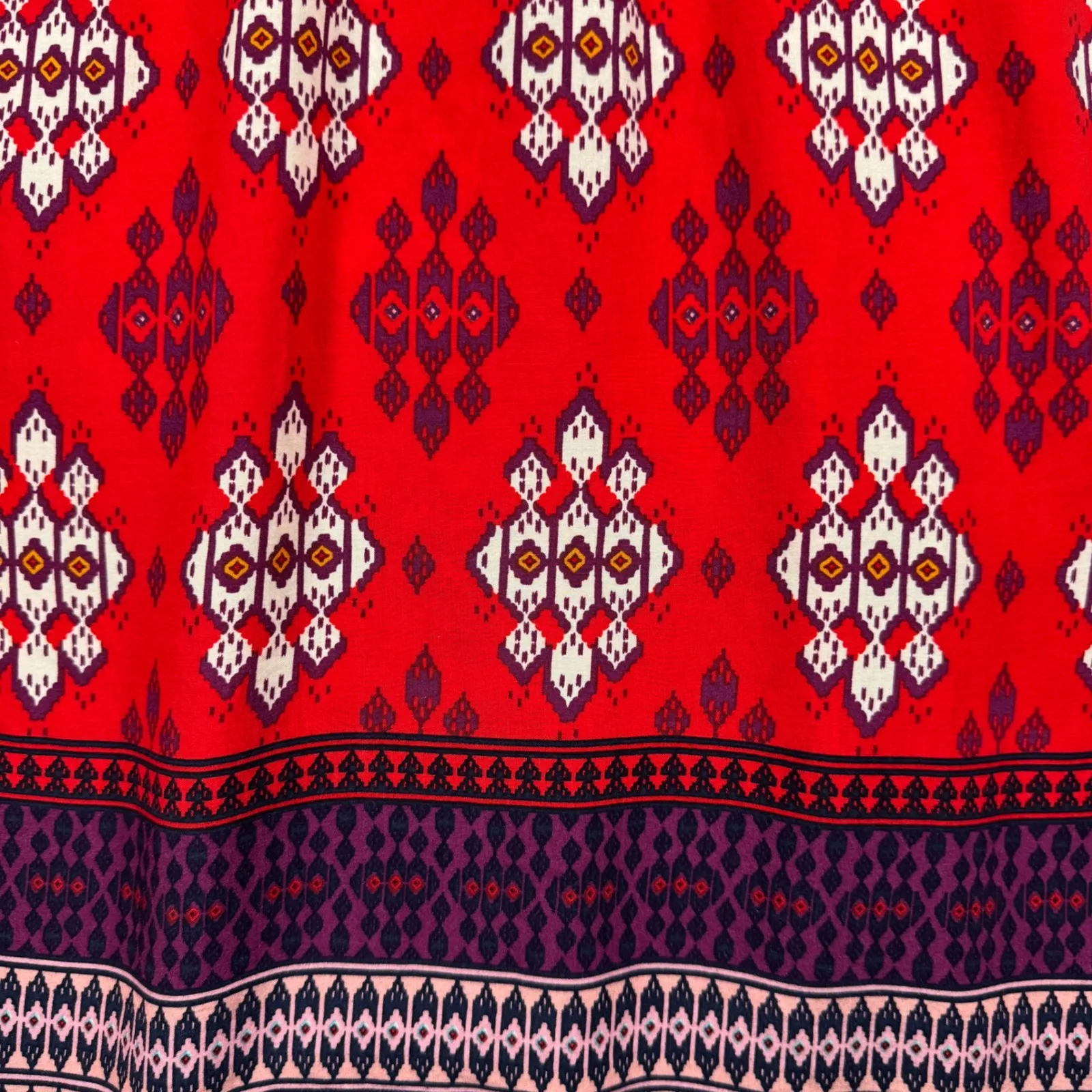 Anthropologie Maeve Blouse 10 Red Purple Tribal Ikat Tunic‎ Boho Peasant Top - Image 5