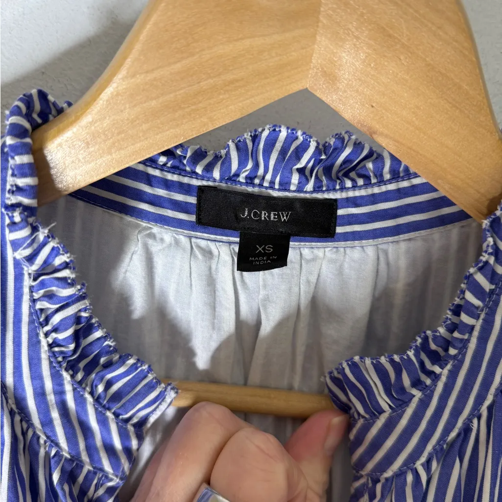 J.Crew Striped Tiered Dress Sleeveless V Neck Nautical Beachy Casual Vacation XS - Image 4