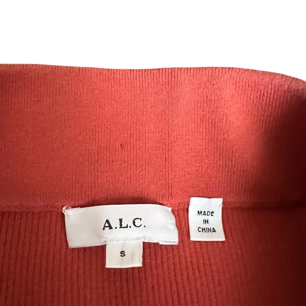 A.L.C. Women’s Mia Stretch Ribbed Knit Orange Midi Pencil Skirt Size Small - Image 4