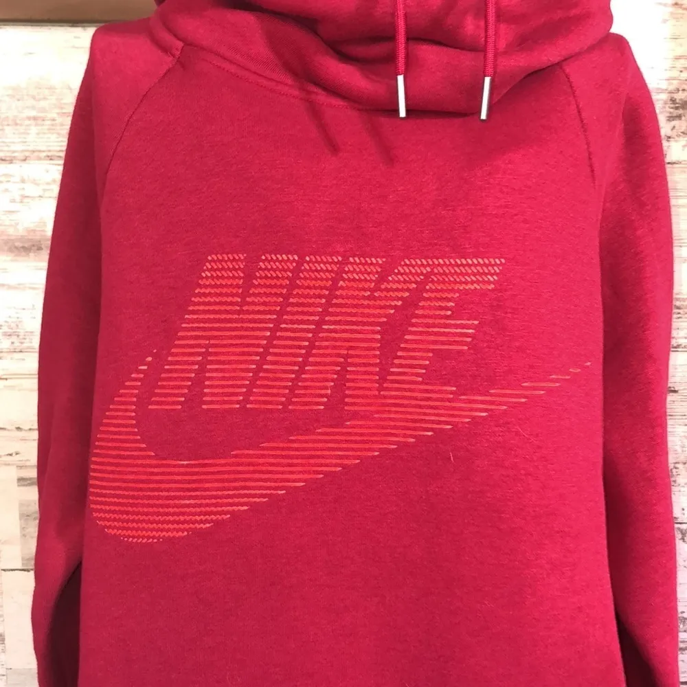 Nike Women's Sportswear Rally Funnel Neck Graphic Hoodie Noble Red size medium​​ - Image 2