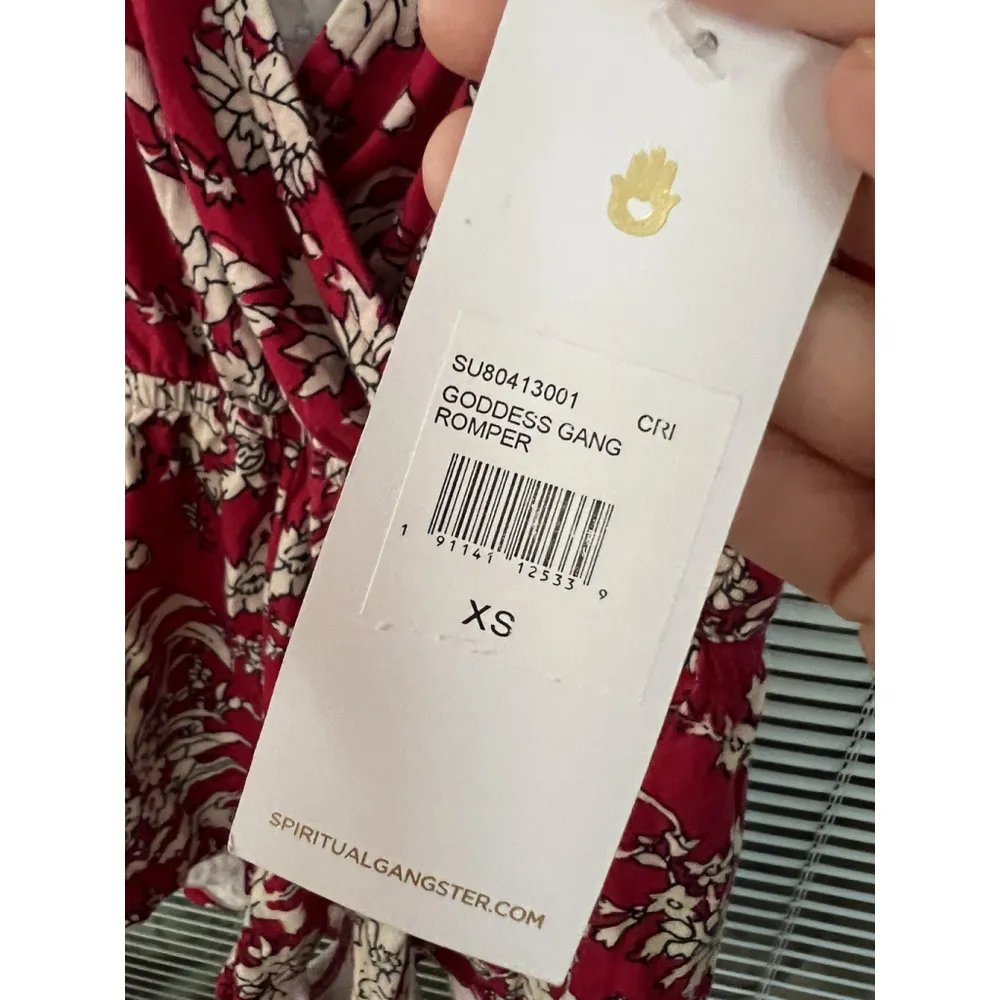 Spiritual Gangster Goddess Gang Romper Red Floral Womens Size XS / NWT - Image 5