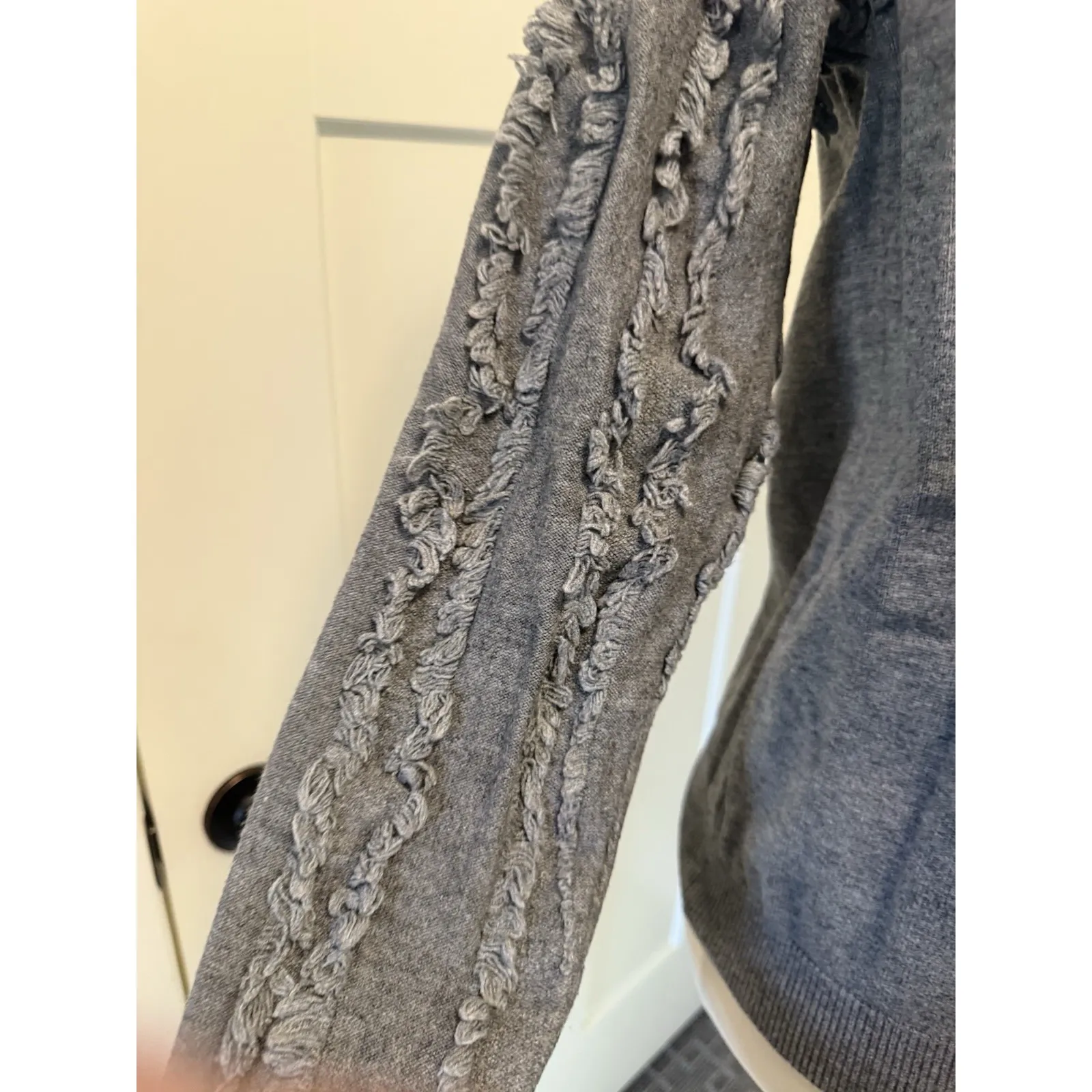 Bibi Fringe Sleeve Sweater M, MSRP $89 Gray Size M - Image 2