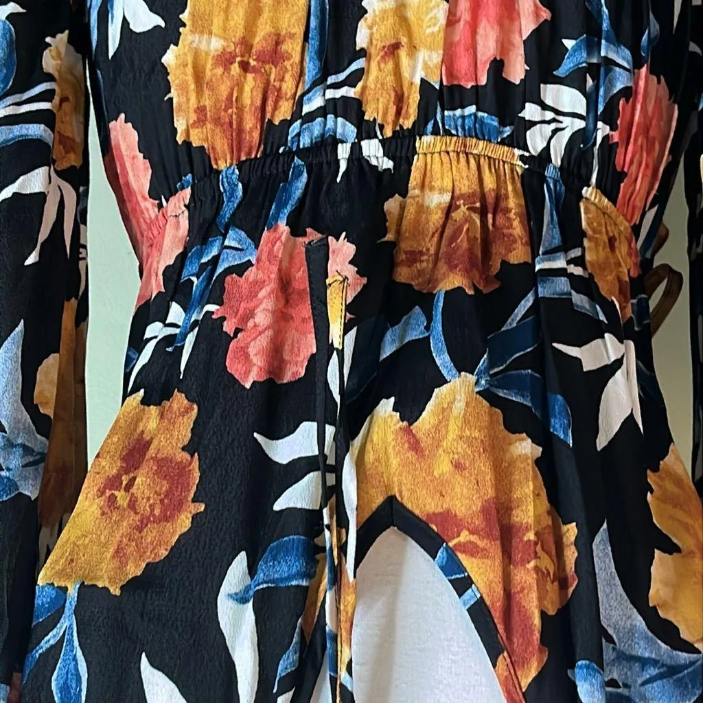 Band Of Gypsies No Woman No Cry Maxi Dress Faux Wrap LS Hi Lo Ruffle Hem,size S - Image 15