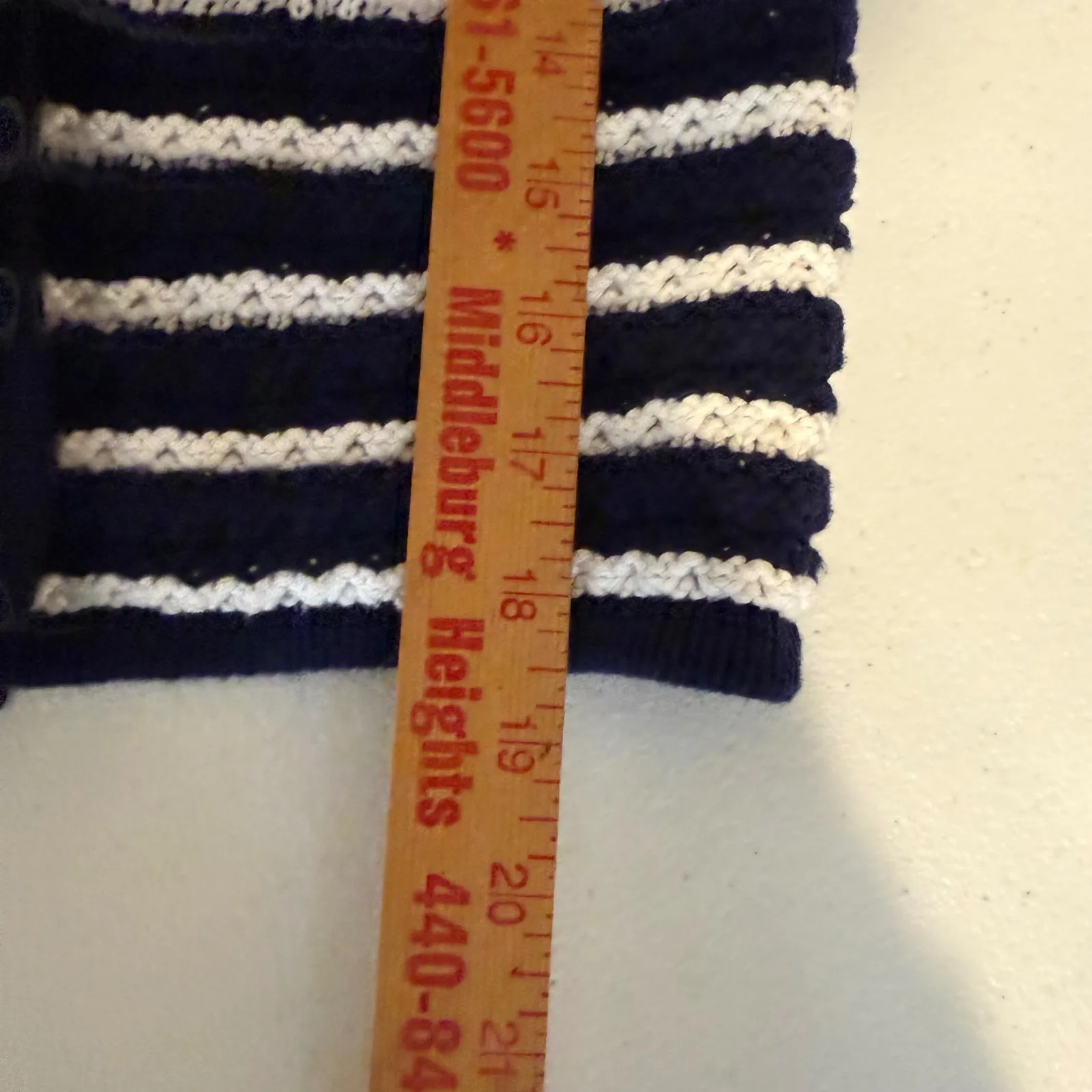 GAP Womens XS Cardigan Sweater Navy Blue‎ White Striped Gold Button Knit Preppy - Image 8