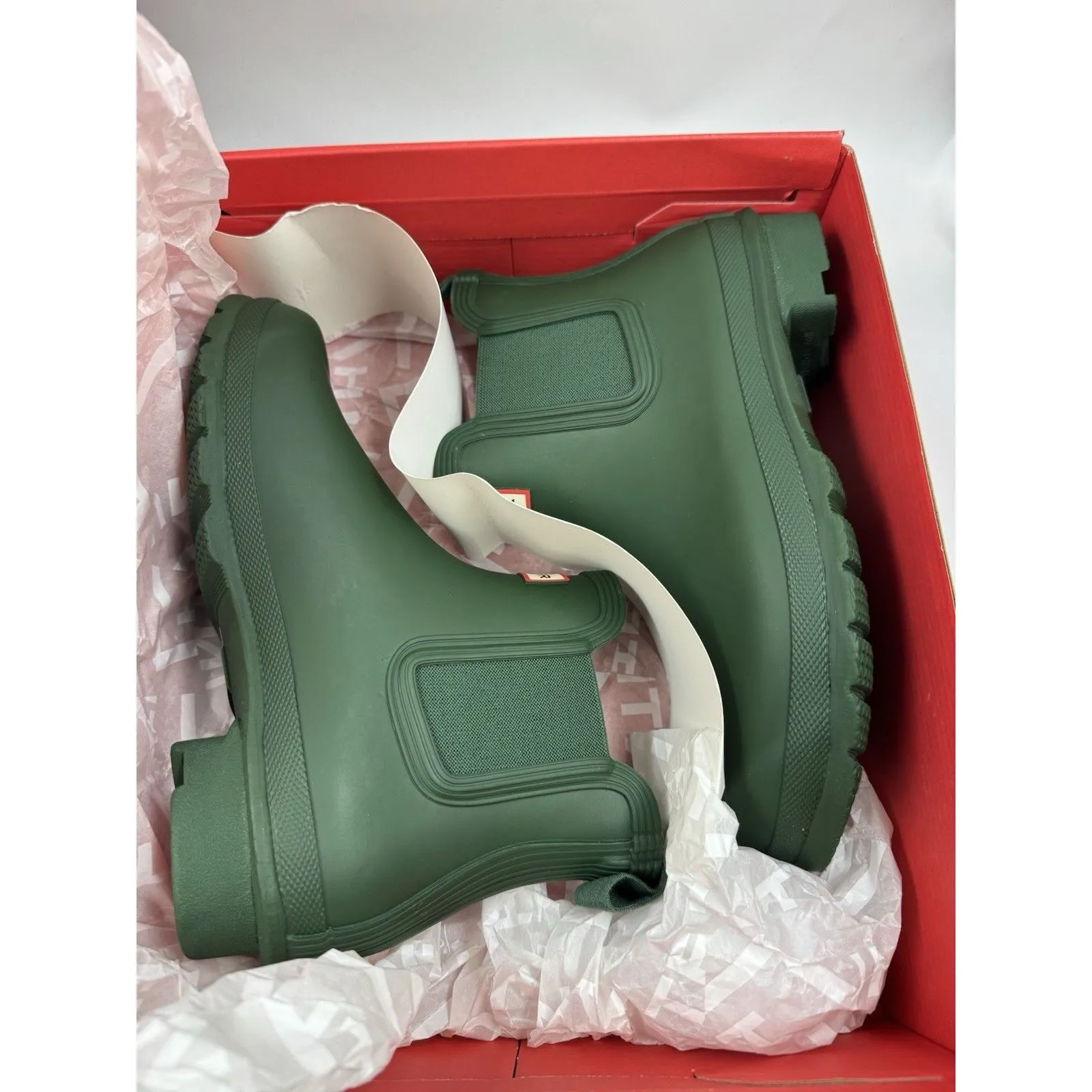 Hunter Original Chelsea Women's Waterproof Ankle Rain Boots, Green Size 8 NEW - Image 14