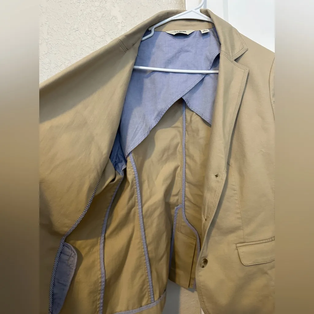 LL Bean Blazer Womens Large Kahki Canvas Lined Barn Riding Jacket‎ Tan - Image 6