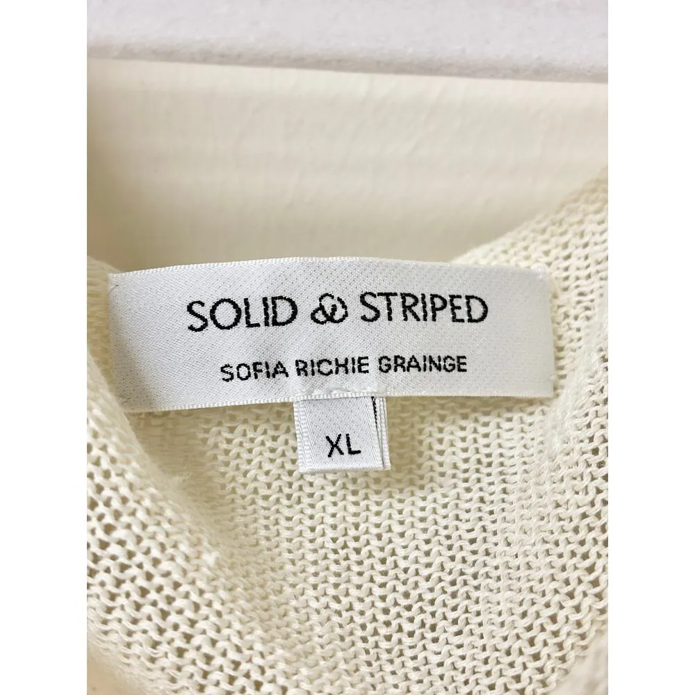 Solid & Striped The Polly Long Sleeve Knit Cover-Up Maxi Dress Ecru Women's XL - Image 4