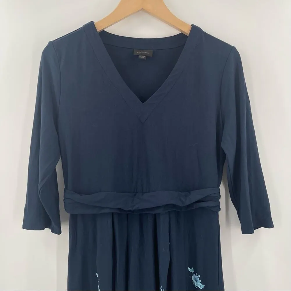 J.JILL Dress Small Petite Wearever Collection Jersey Navy Blue Floral Casual - Image 4