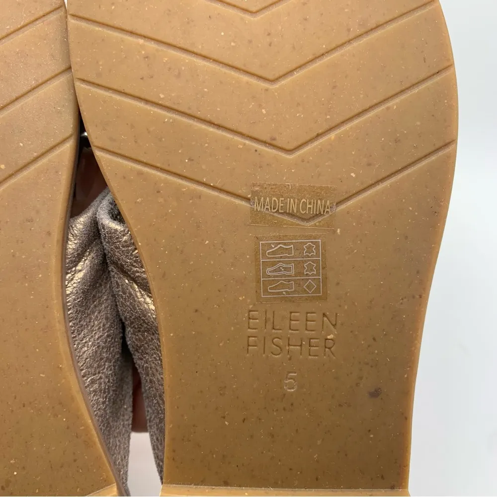 Eileen Fisher Dello Slide Sandal NWOB size 5 Gold slip on wedding party guest650 - Image 8