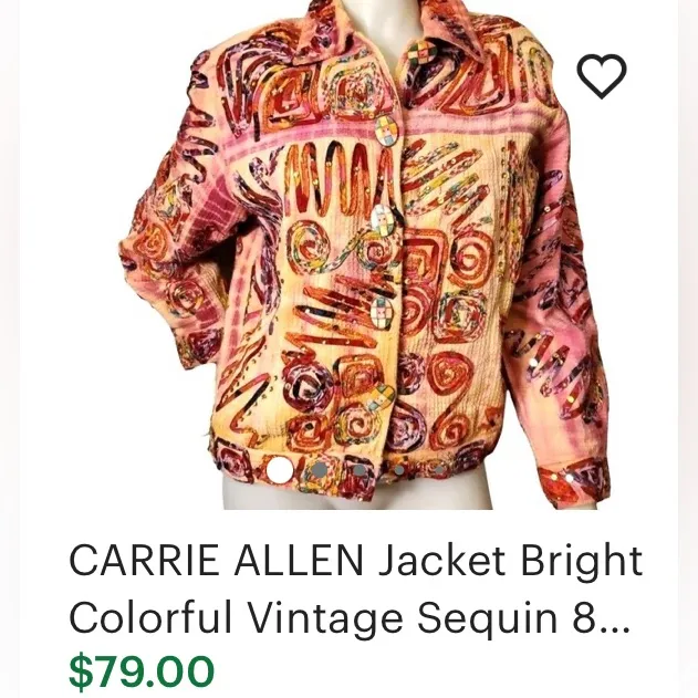 Vintage Bright Pink Ribbon and Sequin embellished Jacket multicolor wearable art Size XL - Image 5