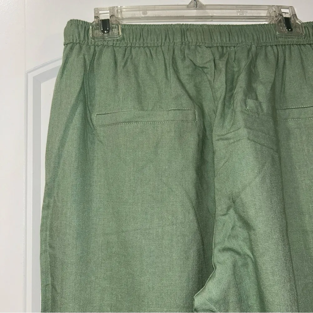 Ces Femme Green Linen Blend Pants Women’s Large - Image 5