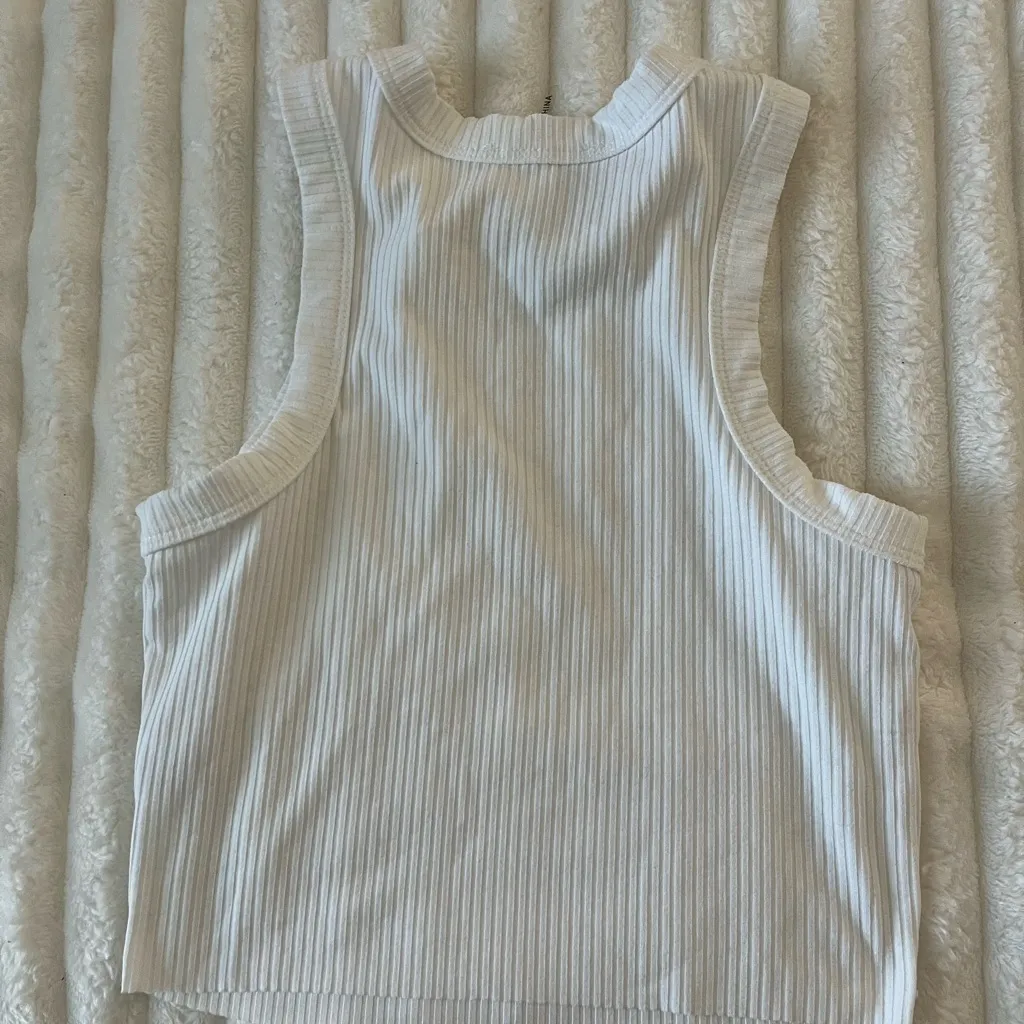 Mimosa White Ribbed Sleeveless Top - Image 4