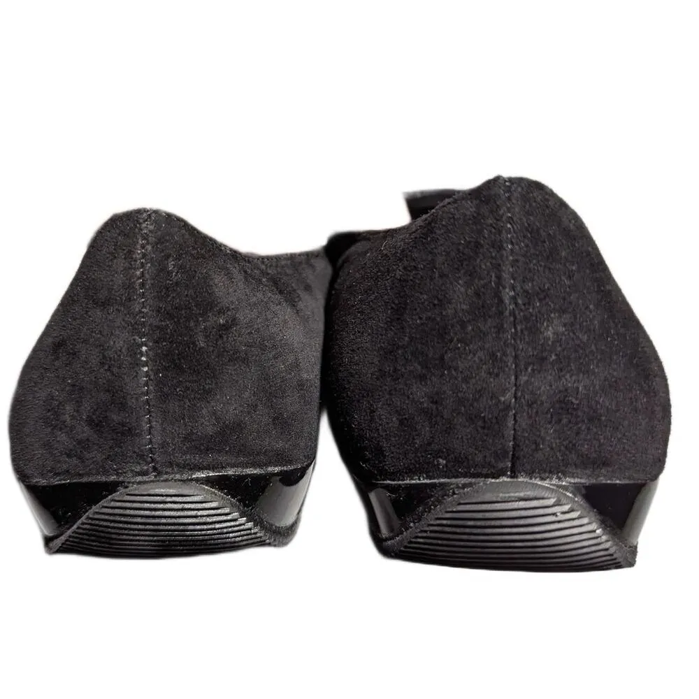 Vtg 1990s Newport News Black Suede Square Toe Elastic Strap Mary Jane Flats 10 W - Image 4